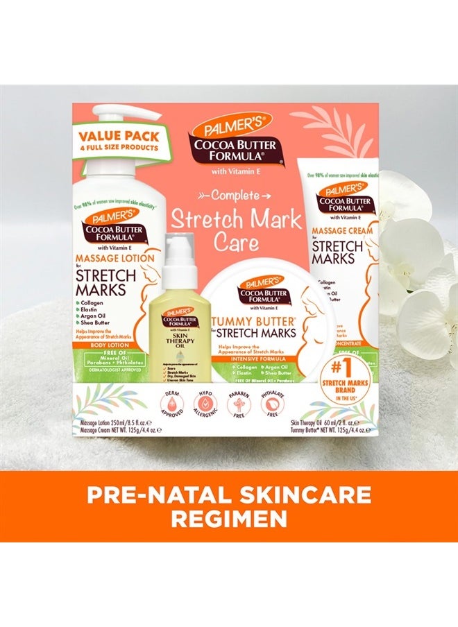 PALMER'S Cocoa Butter Formula Pregnancy Skin Care Kit for Stretch Marks and Scars, Dermatologist Approved, Gift for Mom to Be, 4 Piece Full Size Set  - Image 2