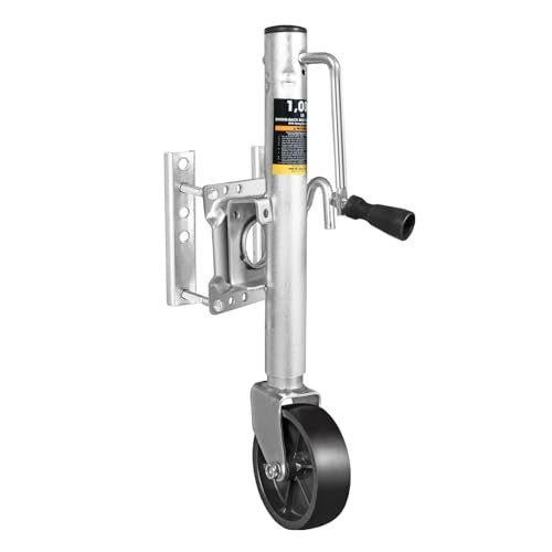 Torin 1000 lbs Trailer Jack with Wheel, Heavy Duty Swivel Boat Trailer Jack Single Whee, 10" Lift, Bolt-on Trailer Tongue Jack for RV Boat ATR39001B, Silver - Image 1