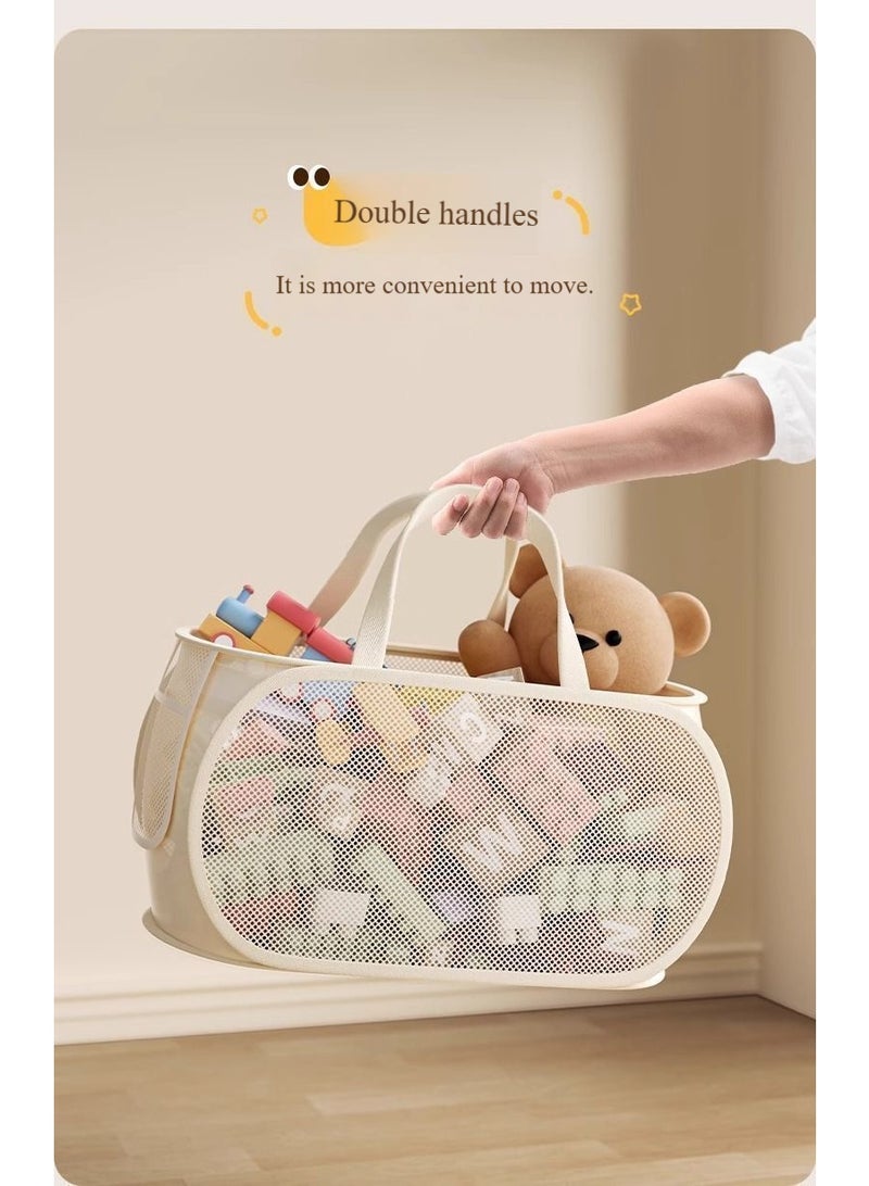 يوكا 2PCSصندوق غسيل لتخزين الألعاب، استخدام المساحة، سلة غسيل قابلة للطي، سلة غسيل قابلة للطي بمقبض، سلة تخزين شبكية لغرفة الأطفال، للاستخدام في السكن الجامعي أو التخييم أو السفر - Image 4