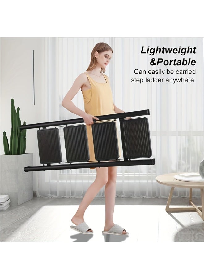 Vparty 4-step ladder for home decoration, folding ladder for office, lightweight and simple ladder, four-step ladder with non-slip wide pedal, black - Image 5