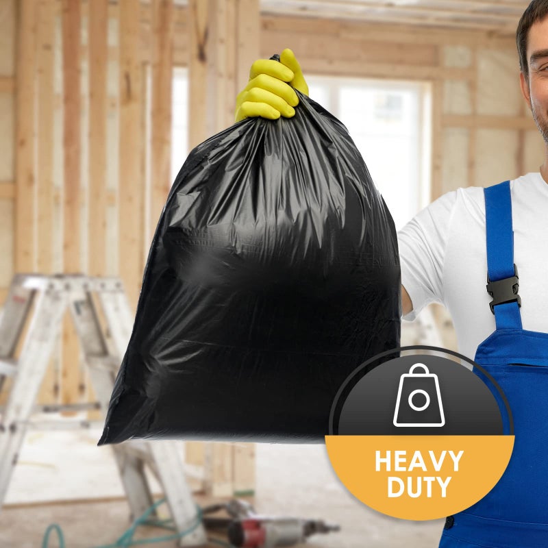 PAMI Heavy Duty 42 Gallon Construction Bags, Tear-Resistant Contractor Garbage Bags for Yard Waste Cleanup (10 Count, Black) - Image 3