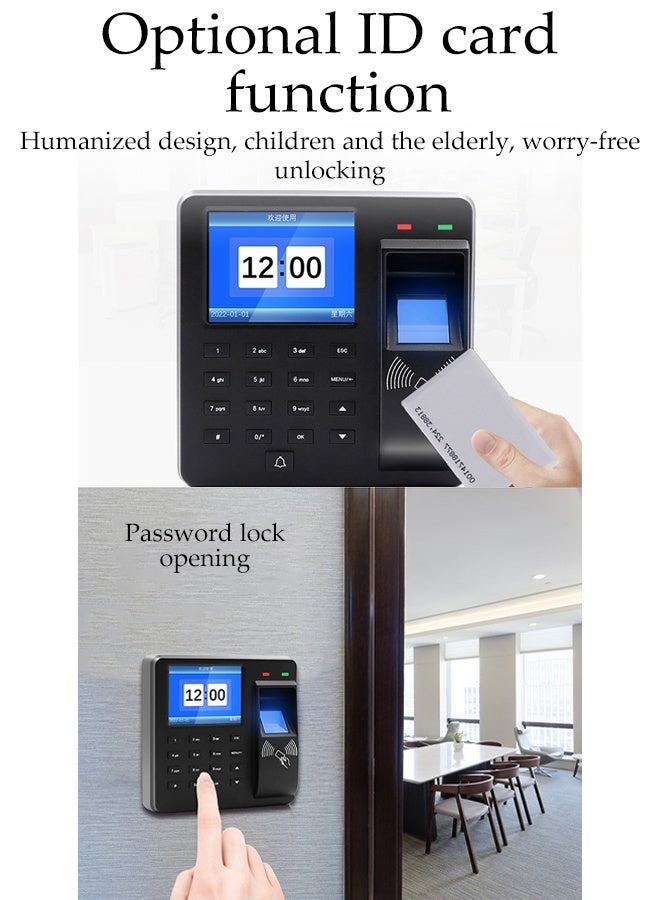 DUNISO Intelligent Biometric Fingerprint Recognition Password Attendance Machine, Employee Checking-in Recorder ,2.4 inch LCD Screen,Time Attendance Clock - Image 4