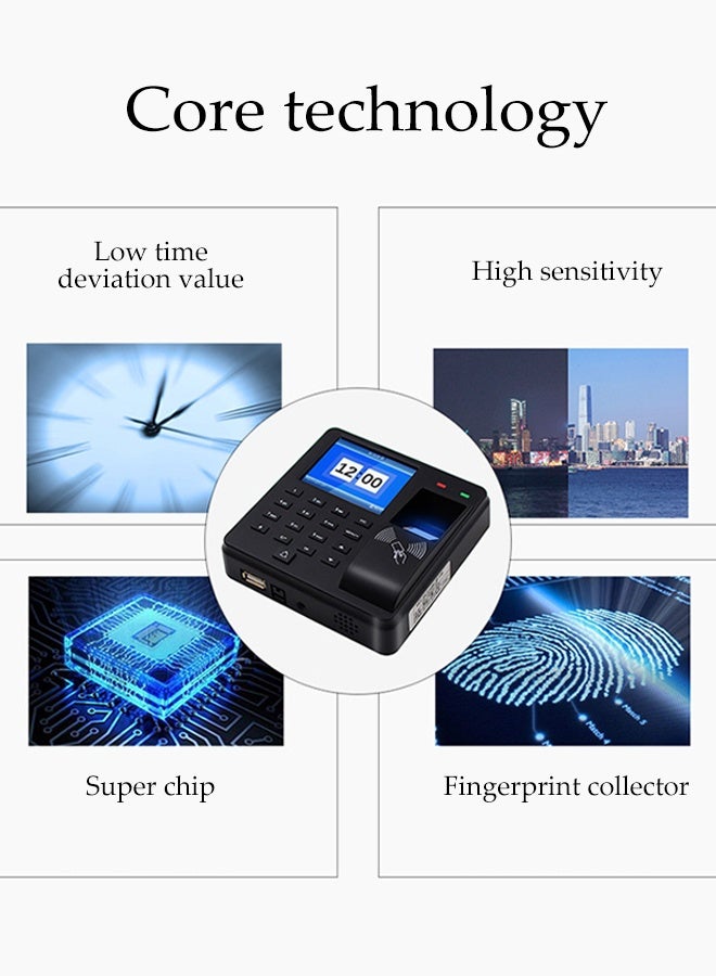 DUNISO Intelligent Biometric Fingerprint Recognition Password Attendance Machine, Employee Checking-in Recorder ,2.4 inch LCD Screen,Time Attendance Clock - Image 5