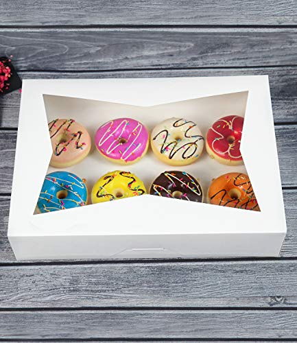 Onemore ONE MORE [15-Pack] 14 x10 x 3inch White Lock Corner Window Bakery Cookie Boxes, Large Paperboard Container with PVC Windows for Pie - Image 3