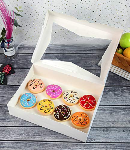 Onemore ONE MORE [15-Pack] 14 x10 x 3inch White Lock Corner Window Bakery Cookie Boxes, Large Paperboard Container with PVC Windows for Pie - Image 4