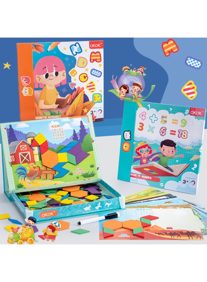 Little Red Book Recommend Children's Early Education Puzzle Magnet Book Geometric Figure Teaching Aids Scene Magnetic Stickers Puzzle Game-Color:kk-letter Magnetic Pairing Paste 0.41kg - Image 2