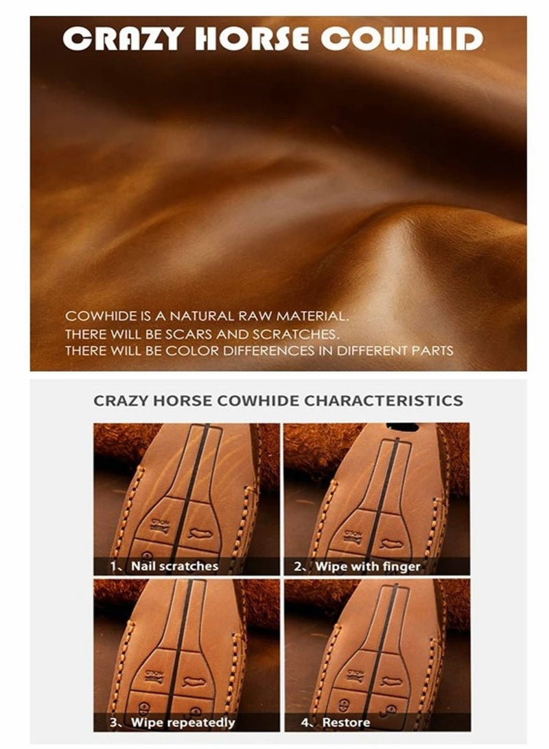 Captaintech Leather Car Key Case for Toyota RAV4, Handmade with Fob Compatible Highlander Camry Corolla Avalon C-HR Prius GT86 (Blue) - Image 4