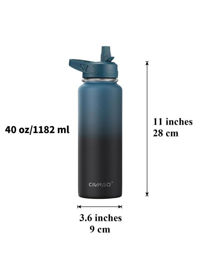 CIVAGO 40 oz Insulated Water Bottle With Straw, Stainless Steel Sports Water Flask Cup with 3 Lids (Straw, Spout and Handle Lid), Double Walled Travel Thermal Canteen Mug, Lavender - Image 4