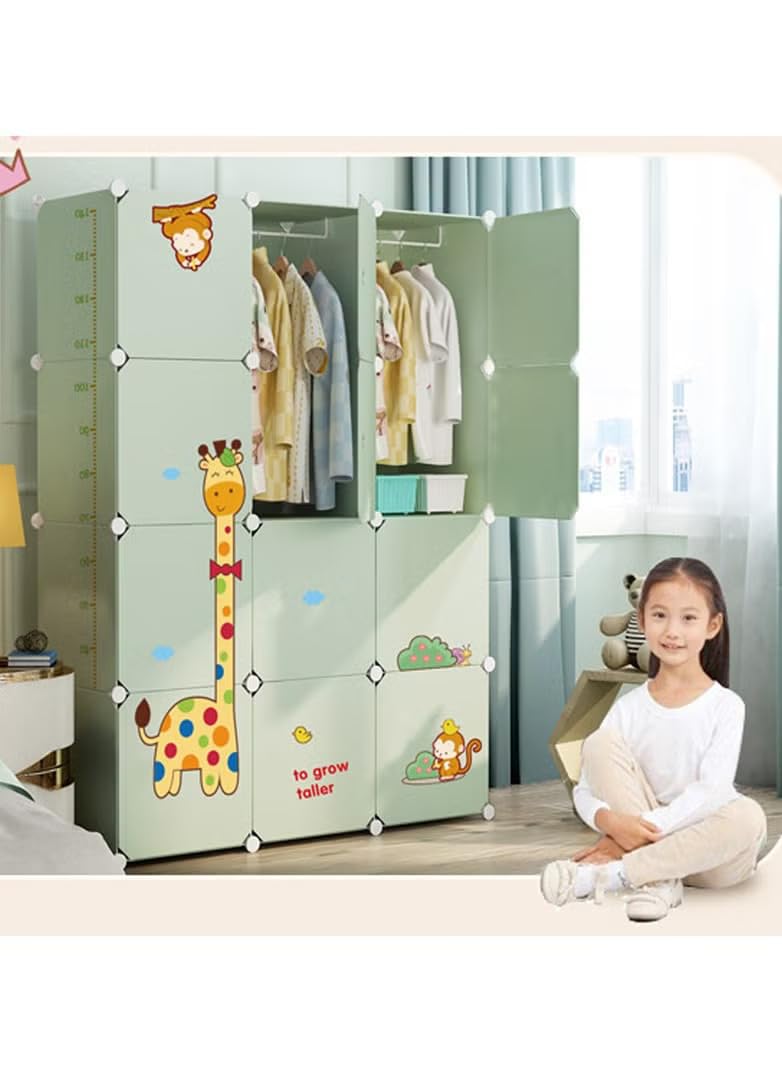 EXVITO 12 Door Kids Plastic Wardrobe for Clothes, Foldable Plastic Almirah for Clothes, Collapsible Wardrobe for Storage, Baby Cupboard for Clothes Storage - (Dyno Green, 12 Door) - Image 4