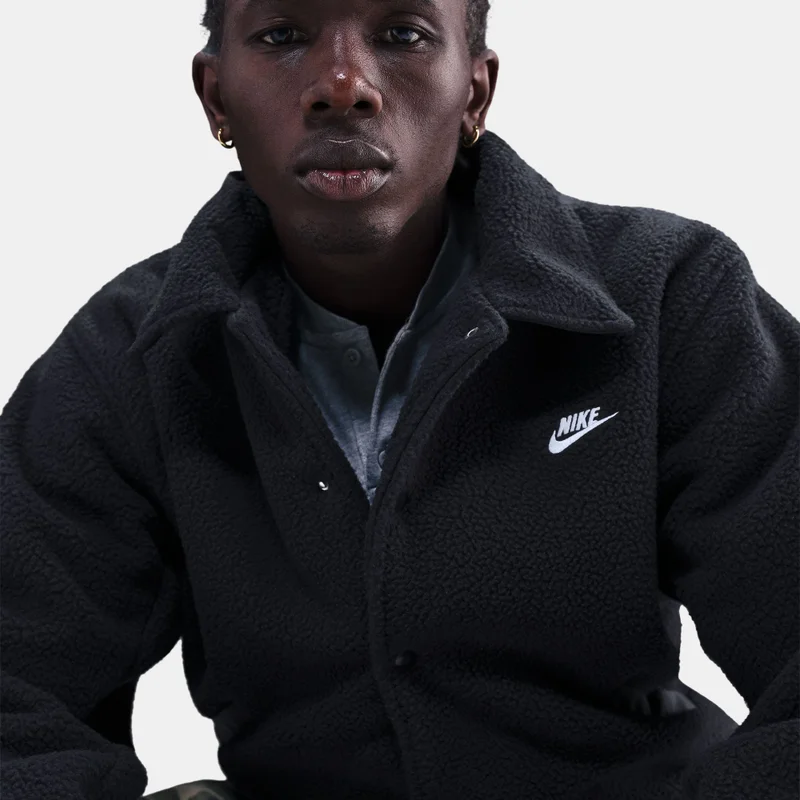 Nike Black Men's Sportswear Club High-Pile Fleece Coaches Jacket for Men | Best Price UAE