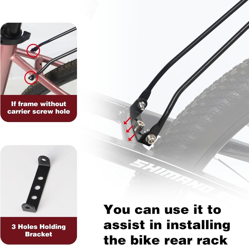 GRELiving Bike Rear Rack Lightweight Bike Cargo Rack，Adjustable Luggage Touring Carrier Racks for City Bike/Road Bike/Mountain Bike - Image 5