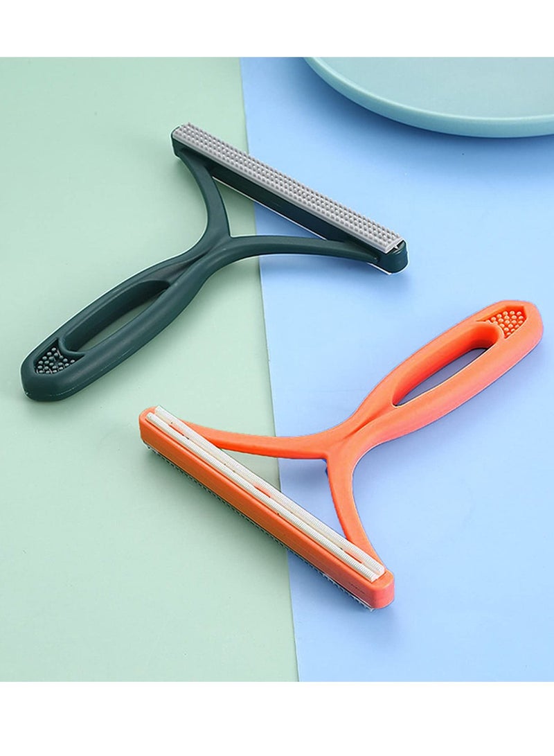 Lint Remover, 2 piece Portable Clothes Lint Remover Reusable Pet Hair Remover Hairball Removal Manual Trimmer Coat Scraper for Garment Knitting Jacket (orange, Green) - Image 4
