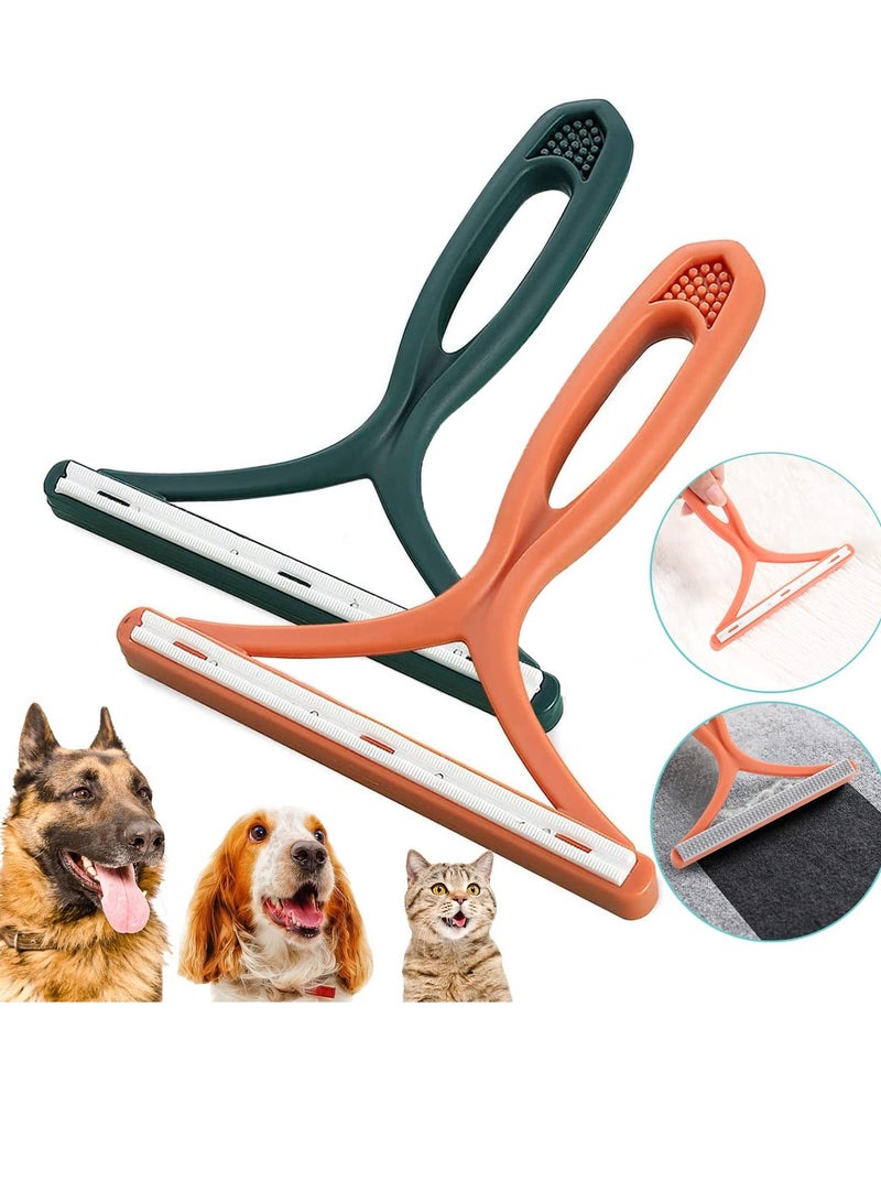 Lint Remover, 2 piece Portable Clothes Lint Remover Reusable Pet Hair Remover Hairball Removal Manual Trimmer Coat Scraper for Garment Knitting Jacket (orange, Green) - Image 1