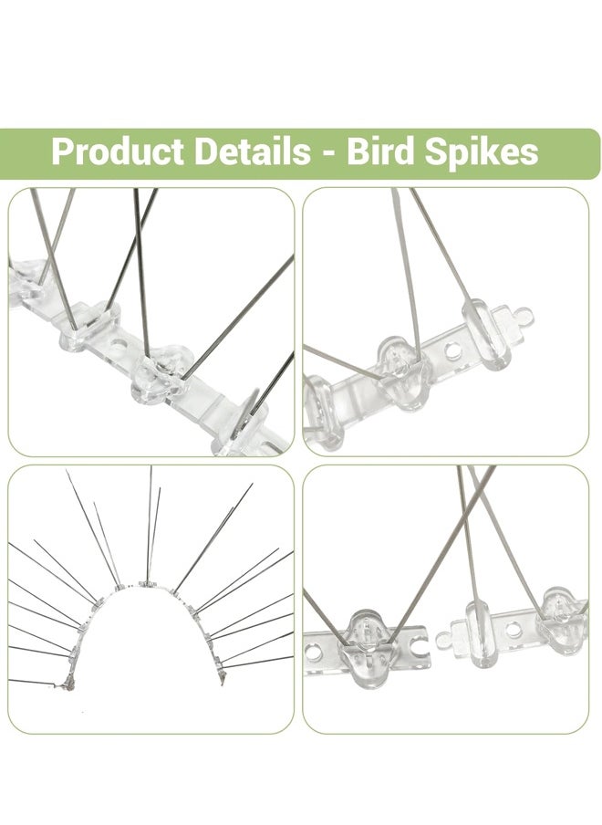 Reelyo - Bird Spikes Deterrent, Bird Deterrents for Outside with Plastic Base, Squirrel Baffle for Small Bird and Squirrels For Outdoor to Keep Birds Away Raccoon Squirrel Defence for Fence Window - Image 1