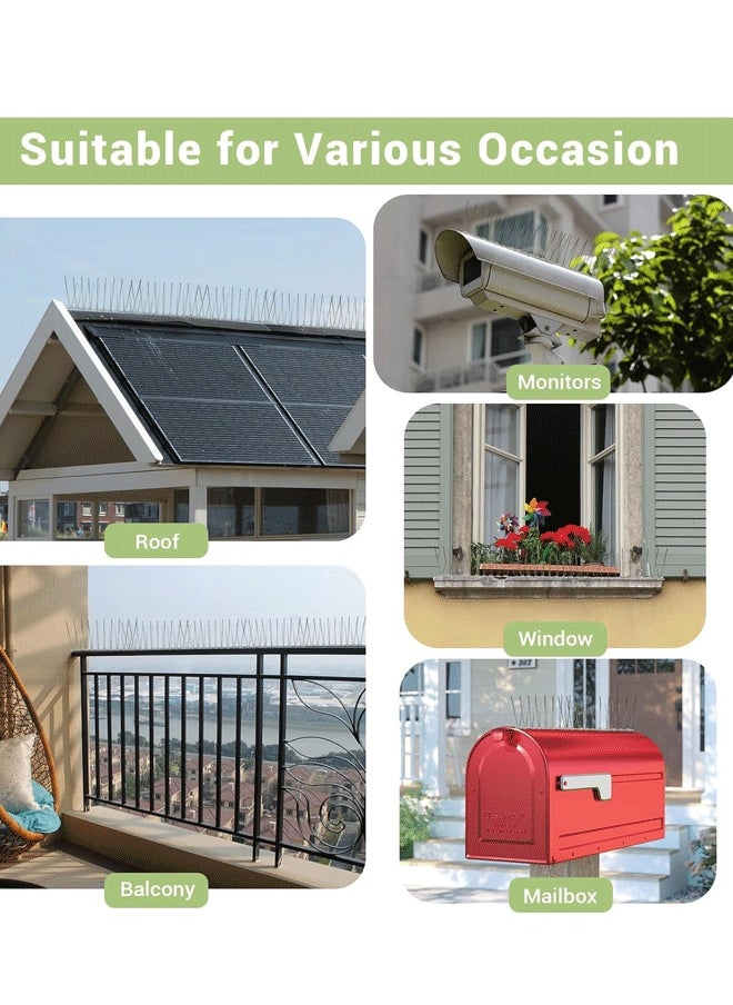 Reelyo - Bird Spikes Deterrent, Bird Deterrents for Outside with Plastic Base, Squirrel Baffle for Small Bird and Squirrels For Outdoor to Keep Birds Away Raccoon Squirrel Defence for Fence Window - Image 1