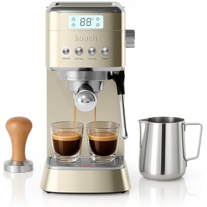 KOUCH Germany Espresso Machine  1350W 19 Bar Ulka Pump 12L Water Tank Professional Portafilter With Single  Double Shot Filters Stainless Steel Tamper  Milk Jug  Kec1984 - Image 1