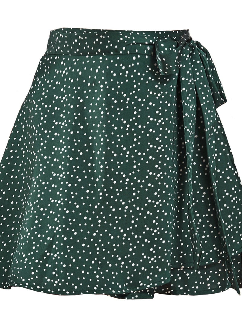 Loquat Women's Solid Color Half Skirt High Waist Fashion One-piece Lace-up Short Skirt Chiffon Satin Wrap Skirt 