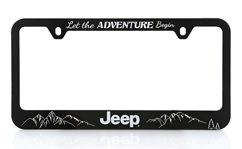 Jeep Black Plastic License Plate Frame Holder Let The Adventure Begin