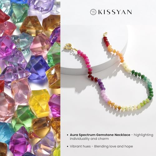 KissYan Beaded Gemstone Necklace for Women Colorful Boho Bead Choker Natural Stone Surfer Beach Necklaces 14K Gold Plated Summer Handmade JewelryJ05 - Image 3