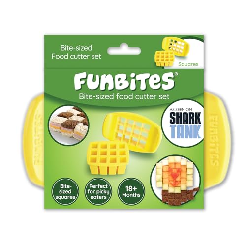 FunBites Food Cutter, Sandwich Cutter for Kids, Bento Lunch Box Accessory, Cuts Food into Bite-Size Shapes – Yellow Squares - Image 1