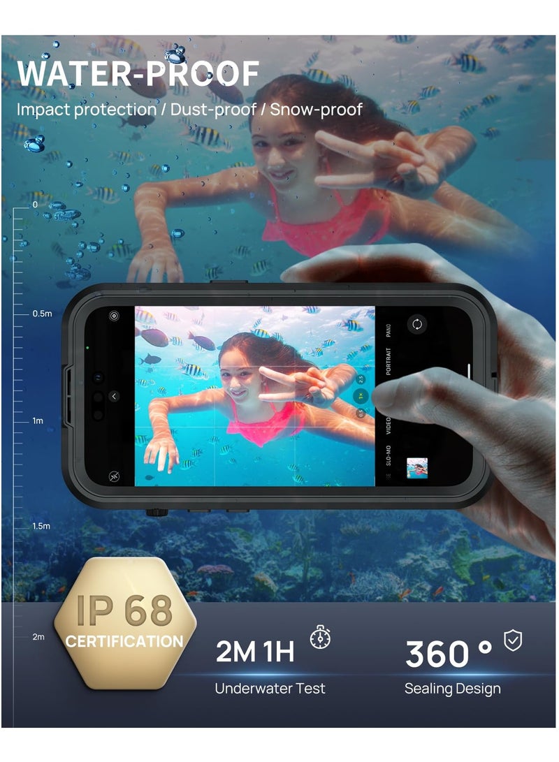 SYOSI iPhone 15 Pro Max Waterproof Case, [Compatible with MagSafe] Heavy Duty Shockproof Dustproof Cover with Screen Protector, Front, and Back Magnetic Case for 15 Pro Max - 6.7 inch (Black) - Image 2