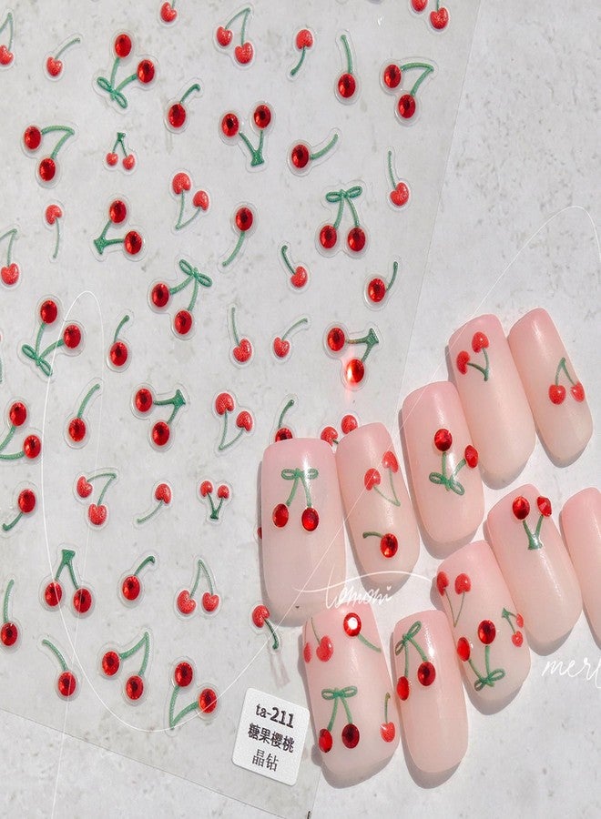 TailaiMei Cherry Nail Stickers, Fruit Self-Adhesive Nail Art Decals for DIY Nail Decorations (518) - Image 3