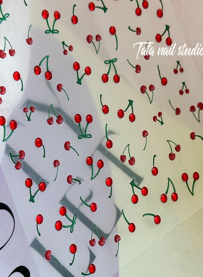 TailaiMei Cherry Nail Stickers, Fruit Self-Adhesive Nail Art Decals for DIY Nail Decorations (518) - Image 4