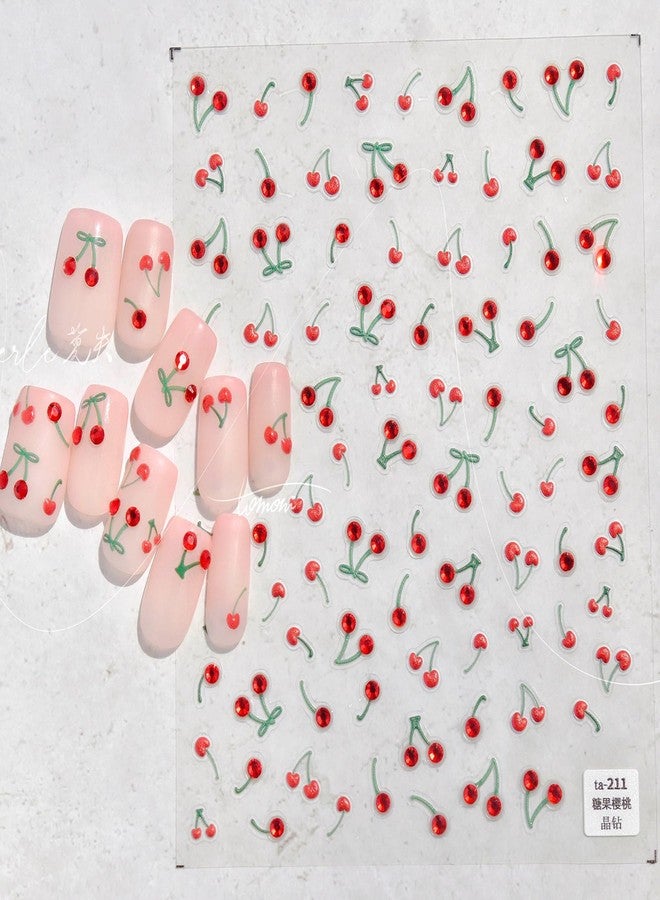 TailaiMei Cherry Nail Stickers, Fruit Self-Adhesive Nail Art Decals for DIY Nail Decorations (518) - Image 2