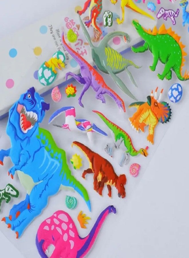 DEOXY Pack of 6 Dinosaur Theme 3D Puffy Stickers, Stationery Items for Kids, DIY Self Adhesive Aesthetic Stickers for Decorating Notebook, Diaries, Scrap Book (DX-005) - Image 4