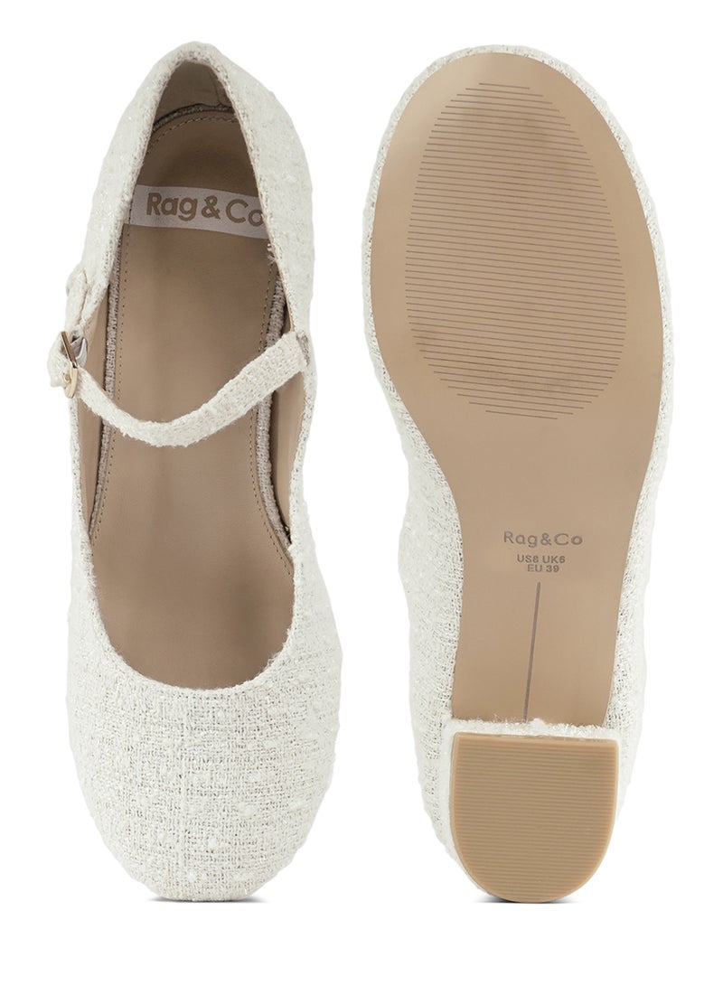 London Rag Tweed Mary Jane Sandals in White - Image 4