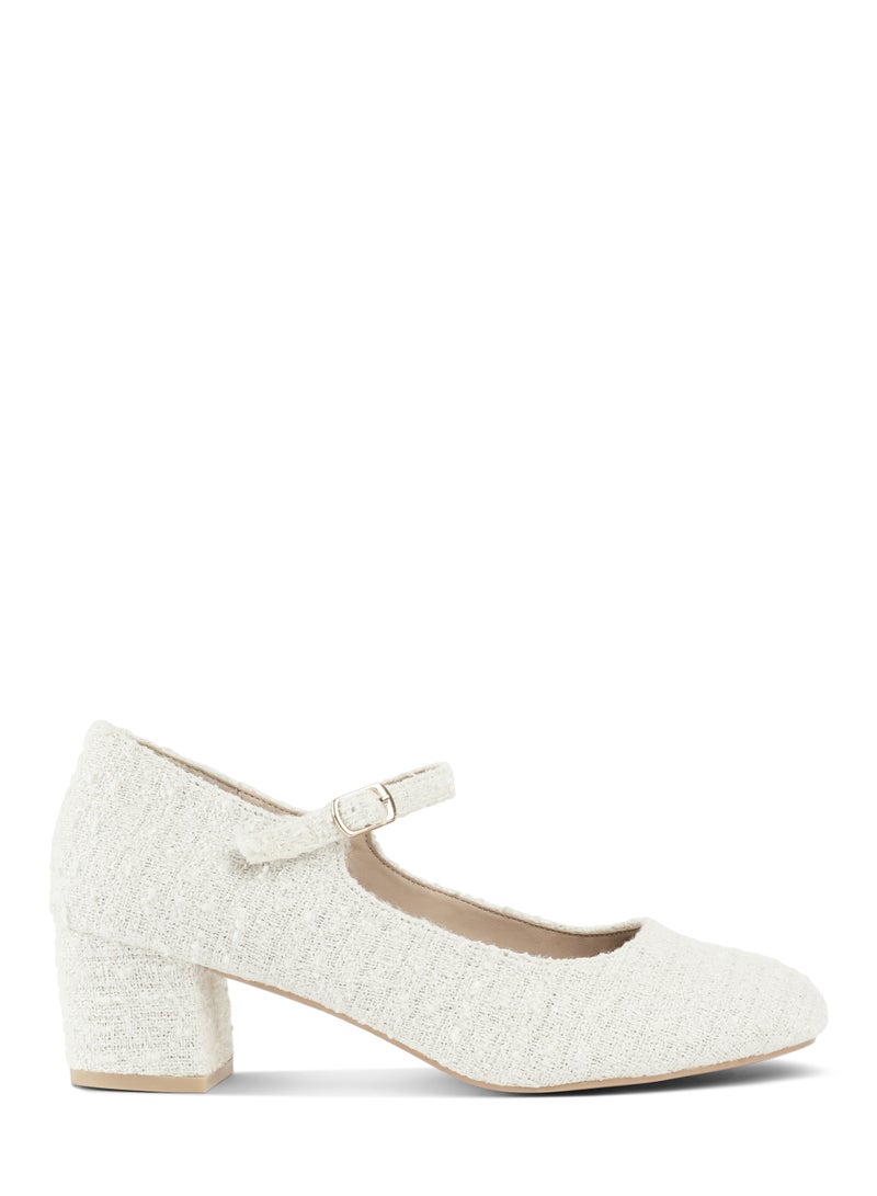London Rag Tweed Mary Jane Sandals in White - Image 1