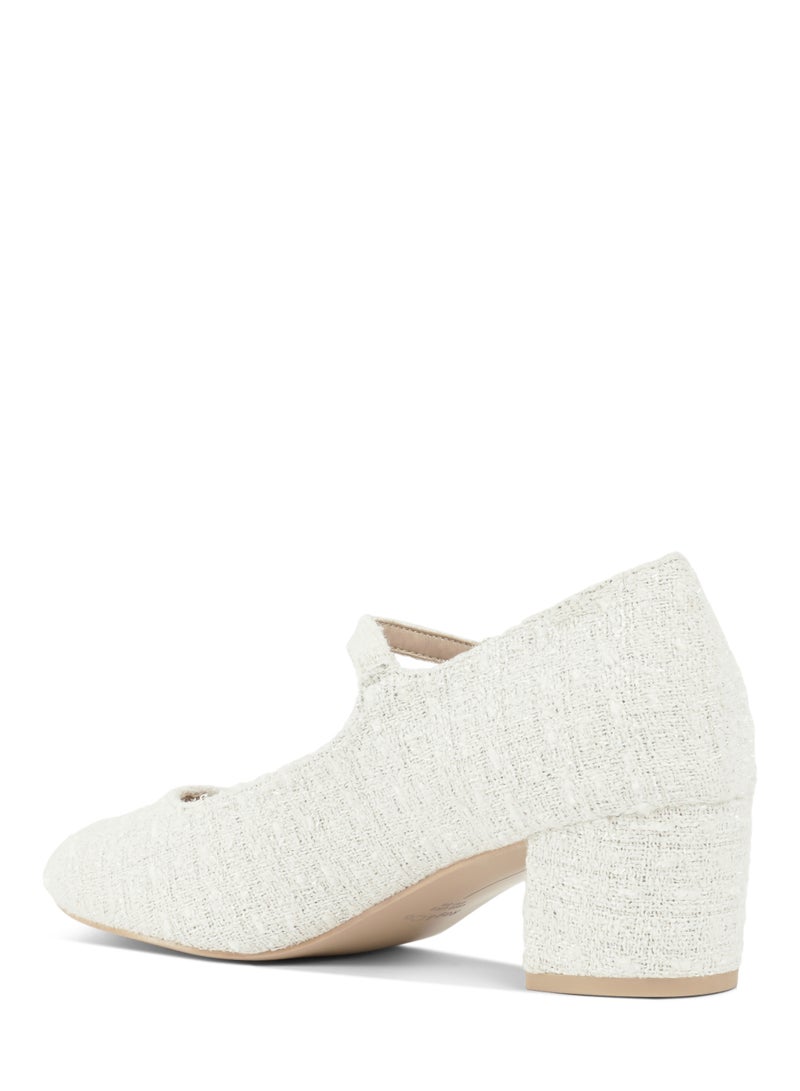 London Rag Tweed Mary Jane Sandals in White - Image 3