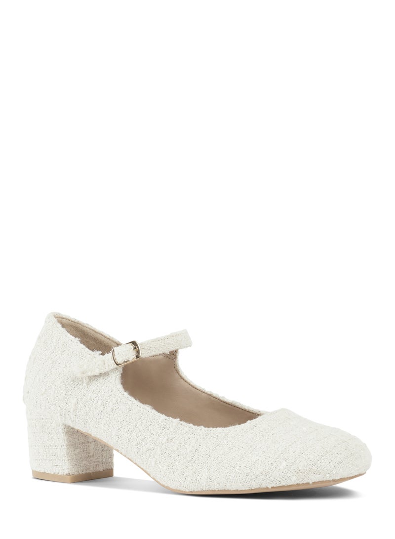 London Rag Tweed Mary Jane Sandals in White - Image 2