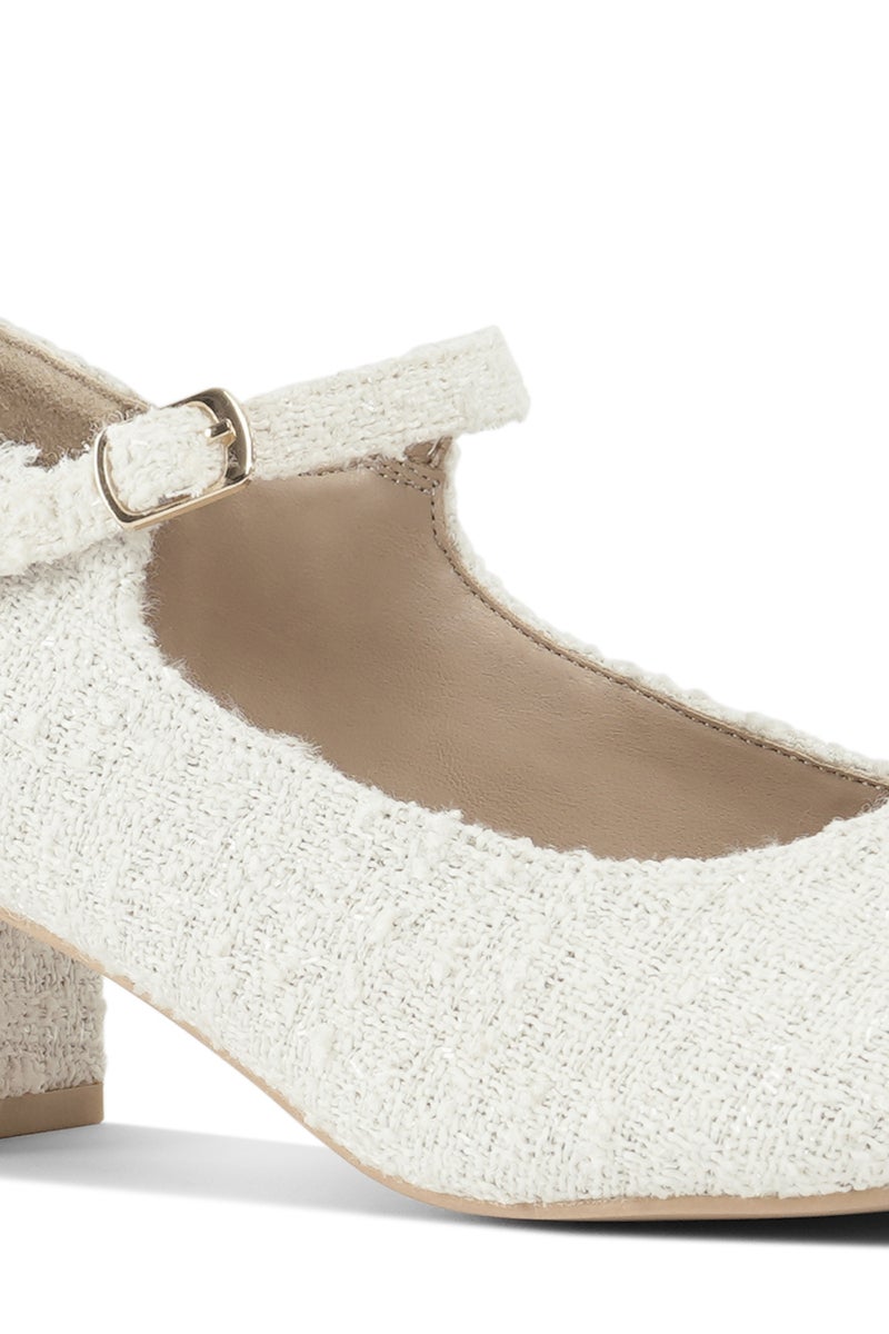 London Rag Tweed Mary Jane Sandals in White - Image 5