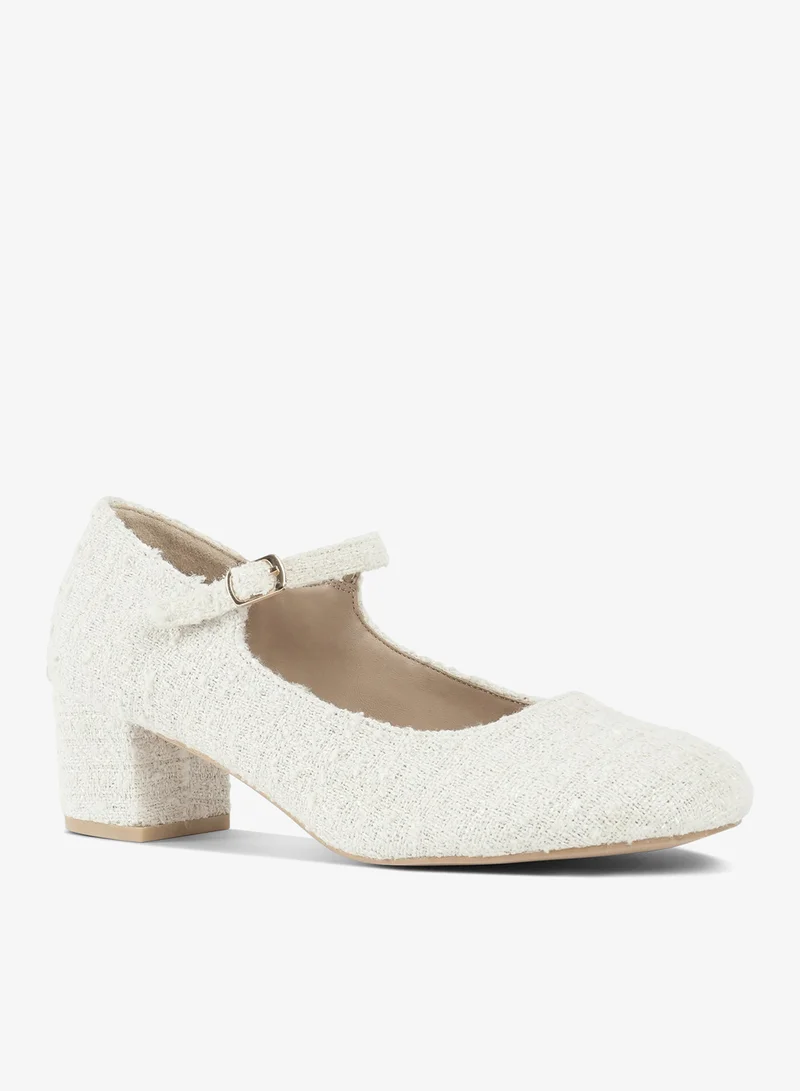 London Rag Tweed Mary Jane Sandals in White