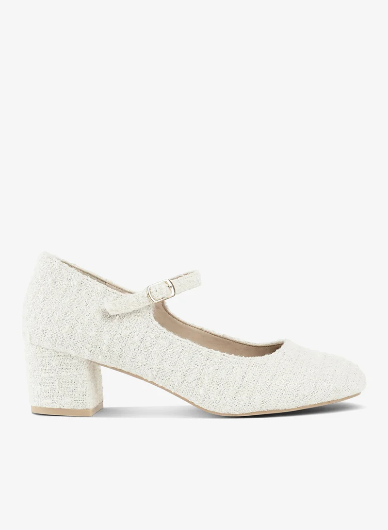Tweed Mary Jane Sandals in White