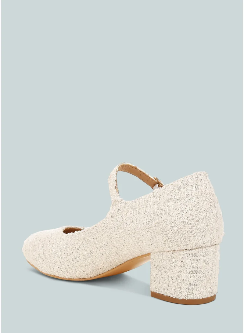 London Rag White Tweed Mary Jane Sandals in White for Women | Best Price UAE