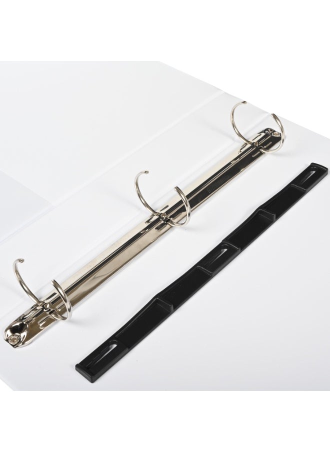 FIS Presentation Binder, 3[O] Ring Binder, Best Up to A4 Size Documents, 35mm Ring Size, 45mm Spine Size with Clear PVC Pocket for Easy Insert Your Label Design, White Color-FSBD335OPB  - Image 4