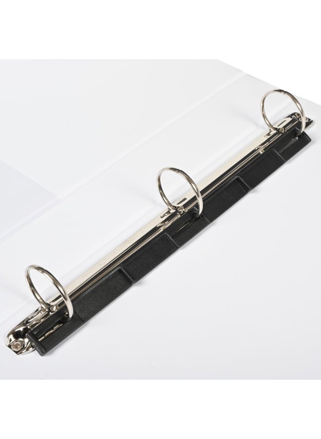 FIS Presentation Binder, 3[O] Ring Binder, Best Up to A4 Size Documents, 35mm Ring Size, 45mm Spine Size with Clear PVC Pocket for Easy Insert Your Label Design, White Color-FSBD335OPB  - Image 5
