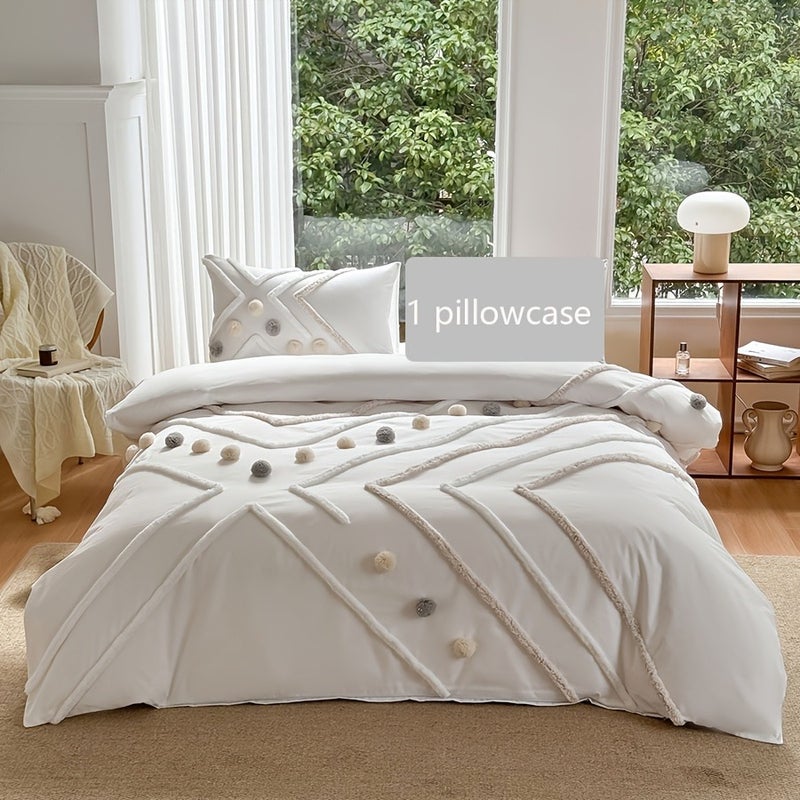 Contrast Color Rhombus Tufted Ball Duvet Cover Set, High-End Ball Design Home Bedding for Guesthouses and Household Bedrooms, All-Season Light Luxury Bedding, Multiple Colors and Sizes Available - Image 1