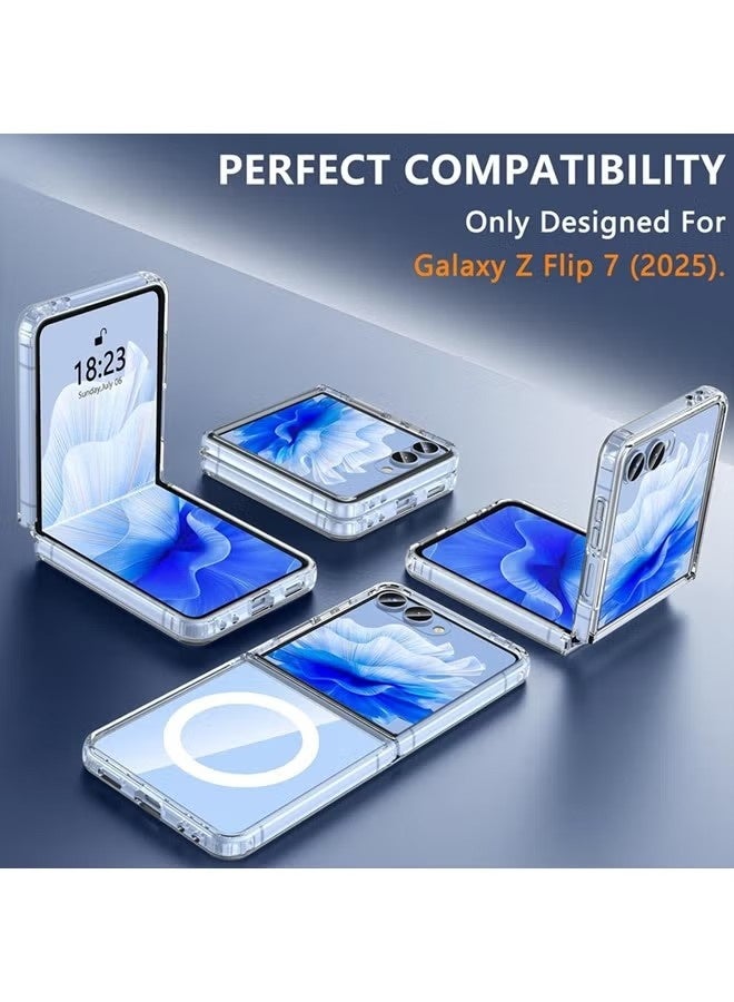 جراب مغناطيسي لهاتف Samsung Galaxy Z Flip 7 2025 Magsafe، حماية ضد الصدمات، مضاد للأصفر ومضاد للخدش - Image 2