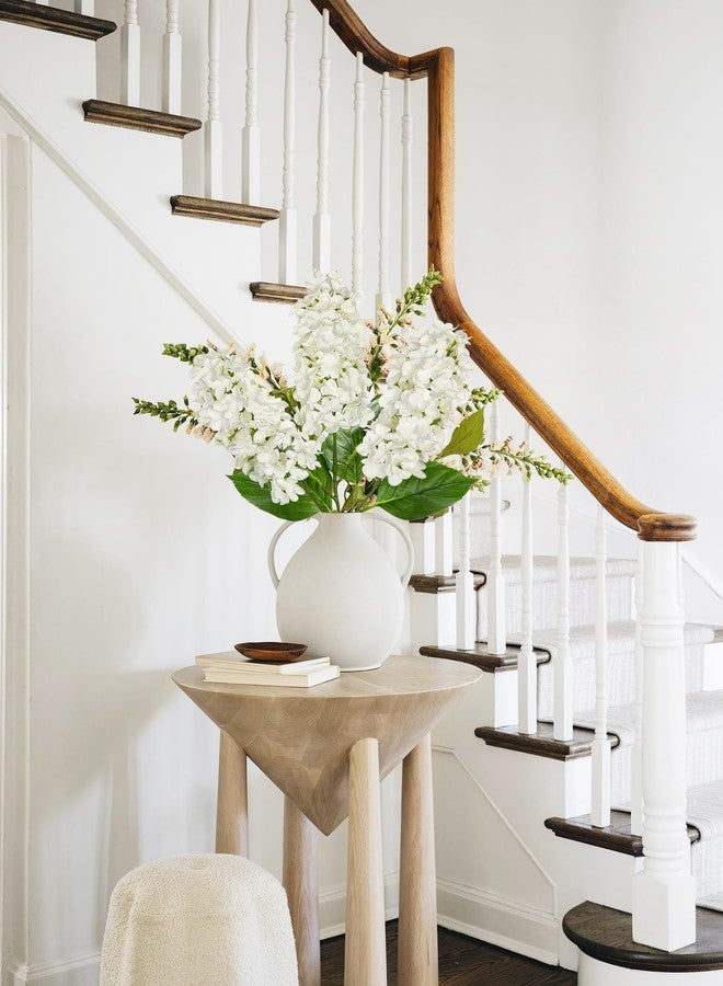 Arborus Artificial Hydrangea Flowers Real Touch – 3PCS 24.8" Faux Cone Hydrangea Stems for Tall Vases, Home Décor, Wedding Centerpieces, Floral Arrangements – Pure White - Image 4