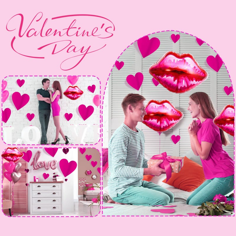 Oarkive 4pcs Lip Balloons Kiss Balloons Valentines Foil Balloons Gals Balloons Valentines Day Balloon Set Lip Prop Vday Balloons for Lip Decorations Galentines Party Valentines Day Decorations Girls Night - Image 5