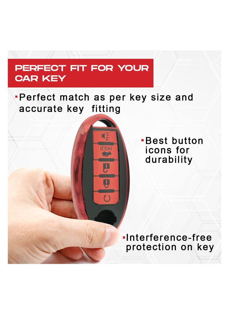 Nissan Nissan Patrol 5 Button Remote Key Fob Case TPU Car Key Case 1 Pcs Car Key Fob Cover Red  - Image 3