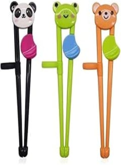 fashion mania Kids Chopsticks Training, 3 Pairs Cartoon Reusable Chopsticks Set Right Learning Chopsticks for Children Beginners Right or Left Handed(Bear, Frog, Panda)