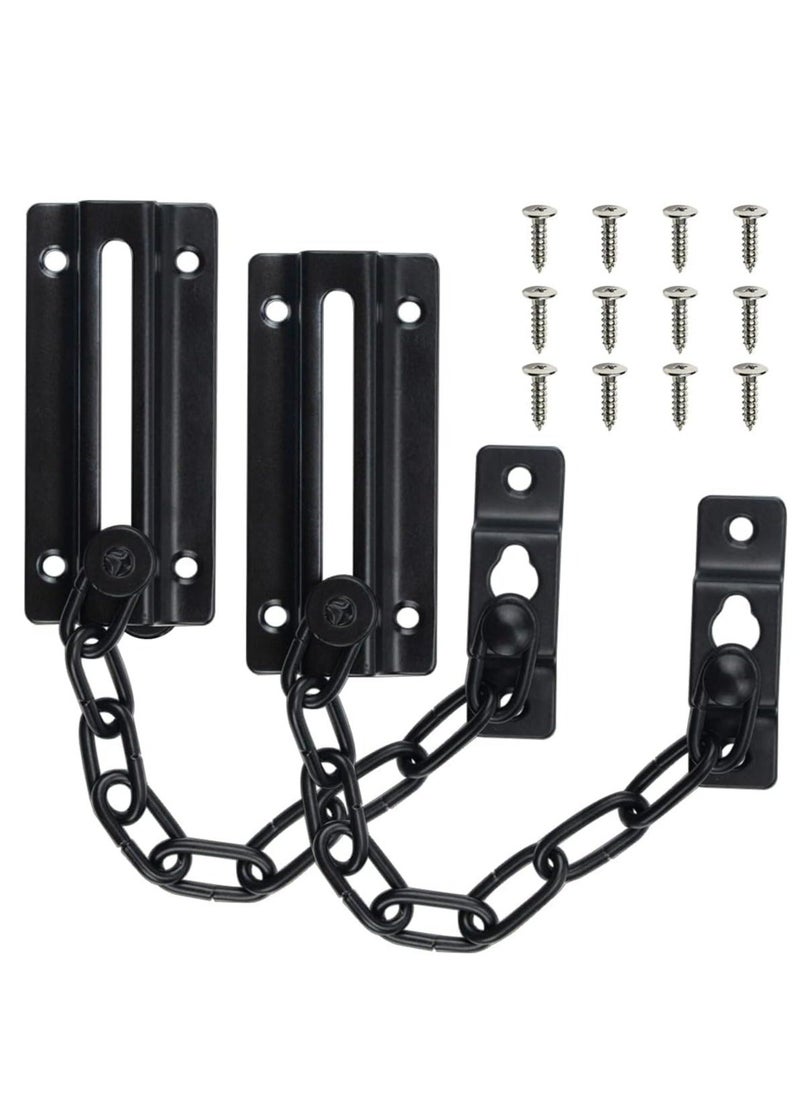 Y&D Door Chain Lock, 2 Pack Guard with Stainless Steel Latch 12 Screws, Thickened Sturdy Latches Lock for Inside Door, Front Pets Kids Safety  - Image 1