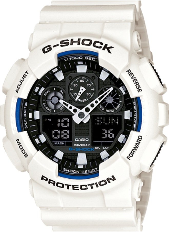 CASIO - Men's G-Shock GA-100B-7A White Resin Quartz Watch - Image 1