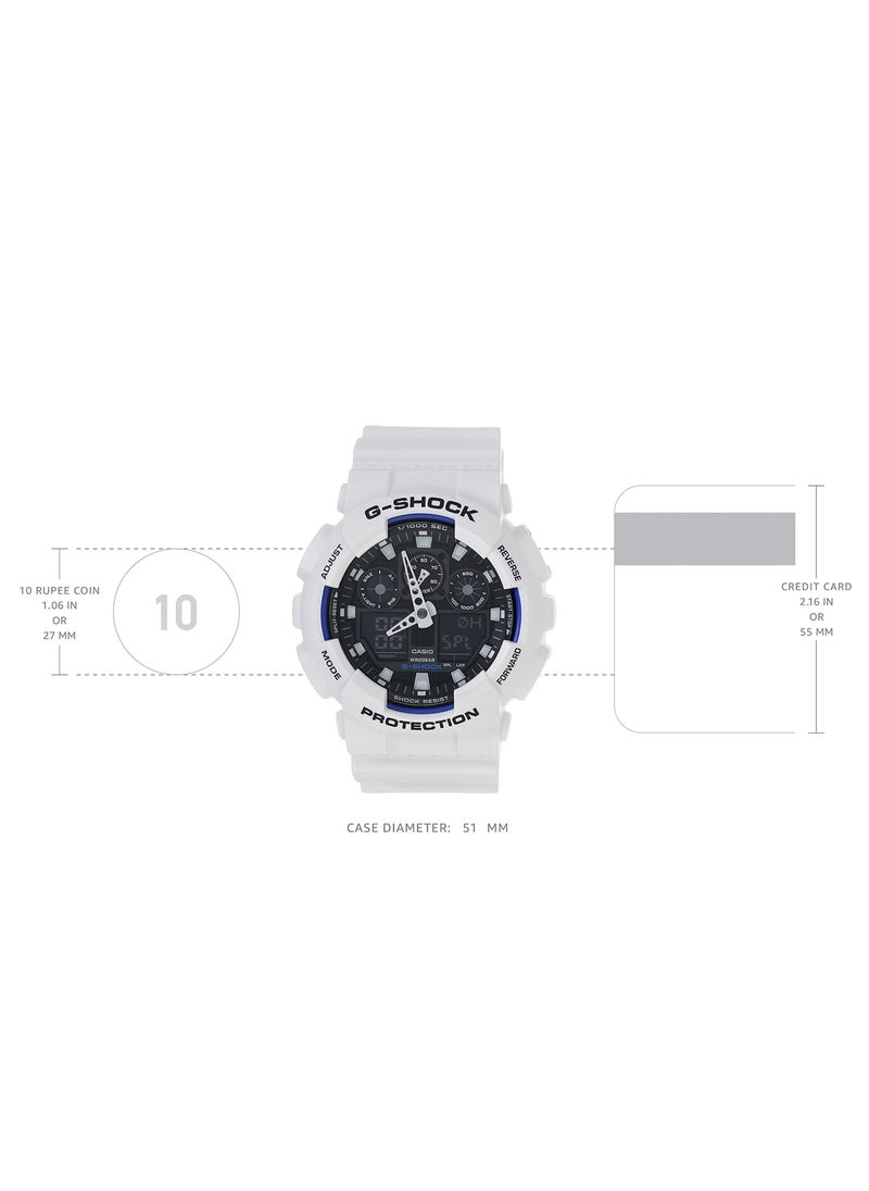 CASIO - Men's G-Shock GA-100B-7A White Resin Quartz Watch - Image 1