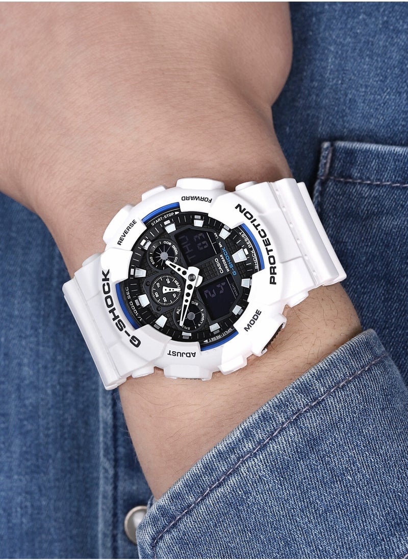 CASIO - Men's G-Shock GA-100B-7A White Resin Quartz Watch - Image 1