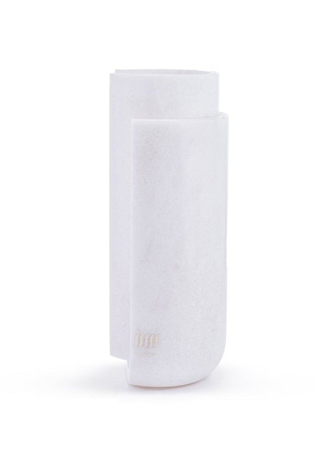Layers Lora (White Vietnam) Natural Marble Vase Holder with Golden Metal Vase – 23×25×36 cm - Image 3